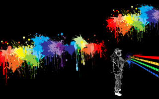 Man rainbow background paint splatters - banksy free wallpaper