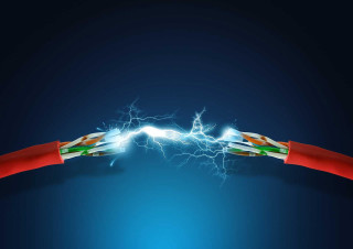 Red white electrical wire green - white stripe free wallpaper