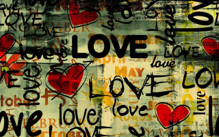 Words hearts art painting colorful - word free wallpaper