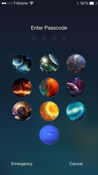 Cell phone planets passcode screen - galaxy free wallpaper for mobile