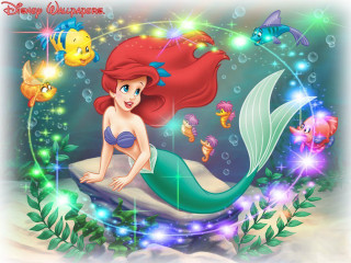 Little mermaid rock fish seaweed - top of a rock free wallpaper