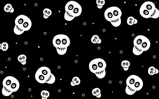 Skulls faces white black background - annabel kidston free wallpaper