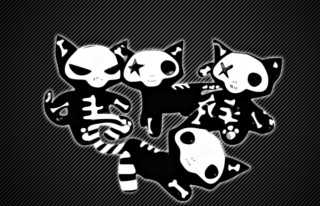 Cartoon cats skulls black background - skull free wallpaper