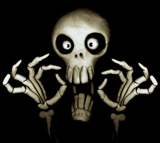 Skeleton two hands eyes face - free halloween wallpaper for tablet