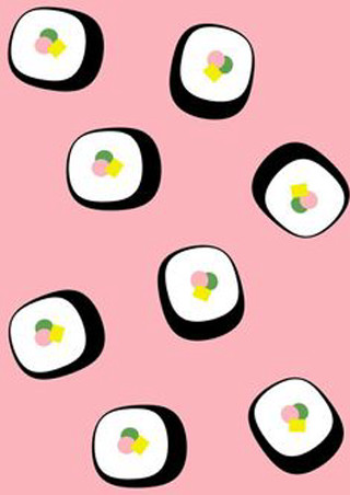 Pink background sushi green dot - andy warhol free wallpaper