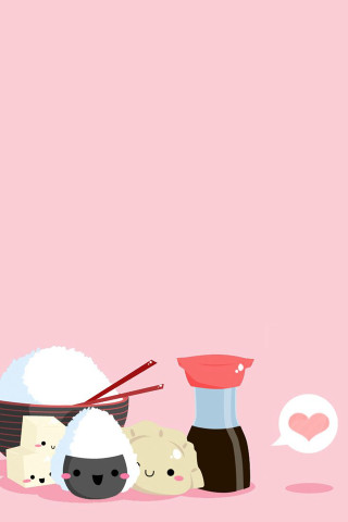 Pink sushi chopsticks soy alice - a minimalist painting free wallpaper for mobile