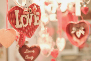 Hearts hanging ceiling love bow - a bunch of hearts free wallpaper