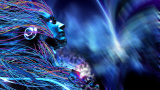 Blue face long hair neon - a blue face free wallpaper