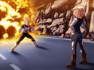 Two people road fireball rock - akira toriyama free wallpaper for desktop