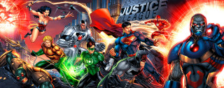 Superheroes city scene red green - a group of superheros free wallpaper