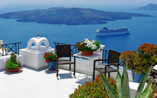 Balcony table chairs cruise ship 3 - constantine andreou free wallpaper