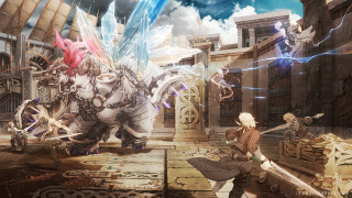 Man sword giant monster city - octopath traveler free wallpaper