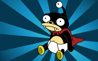 Cartoon penguin cape flying blue - bertram brooker free wallpaper for desktop