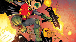 Cartoon man gun bird flying - his hand and a bird free wallpaper for desktop