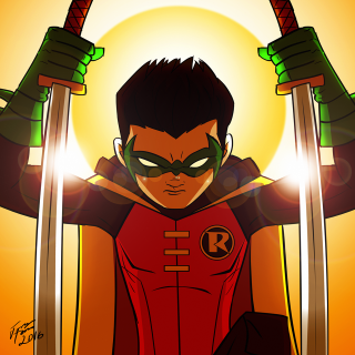 Cartoon man two swords red - dustin nguyen free wallpaper for tablet