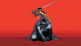 Batman robin wayne sitting red - brian bolland free wallpaper