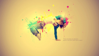 Man handstand knees paint splatters - a handstand free wallpaper