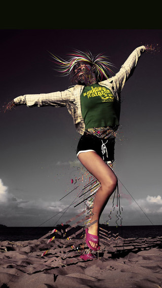 Beach woman trick arms outstretched - the beach free wallpaper for mobile