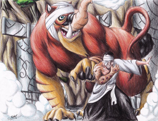 Cave tiger attack demon manga - his back and a demon free wallpaper