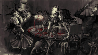 Table dolls cake drawing art - dark fantasy art free wallpaper for desktop