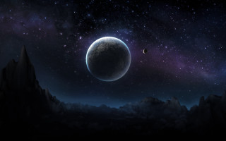 Planet two planets mountain range - a planet free wallpaper