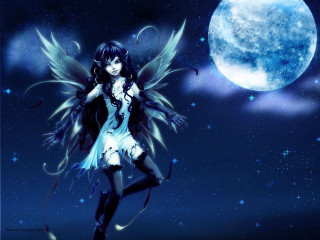 Fairy wings full moon stars - a fairy free wallpaper for desktop