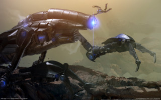 Sci fi robot battle desert - rock free wallpaper