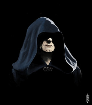 Hooded man black eyes white - a white circle free wallpaper for tablet
