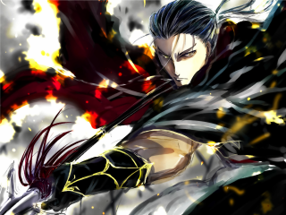 Man sword fire background action - graphic free wallpaper