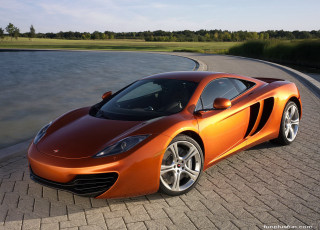 Orange sports car lake sunlight - nice looking orange sports car free wallpaper
