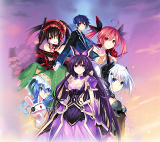 Anime characters purple sky clouds - a group of anime characters free wallpaper for tablet