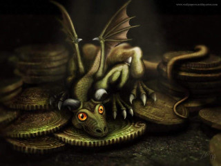 Green dragon pile coins red - a green dragon free wallpaper