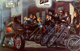 Bikers bar woman motorcycle group - a bar free wallpaper