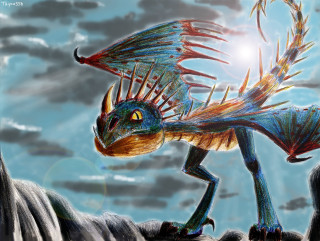 Colorful lizard with wings rock - its back free wallpaper for desktop