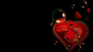 Heart bubbles black background red - bubble free wallpaper for desktop