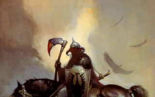 Knight horse hammer bird flying - a painting of a knight free wallpaper
