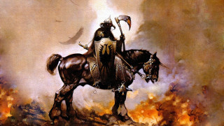 Man horse bird flying painting - frazetta free wallpaper