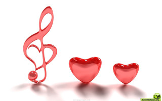 Red heart treble music love - this image free wallpaper