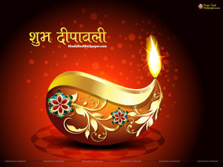 Happy diwali lit candle red - a gold ribbon free wallpaper