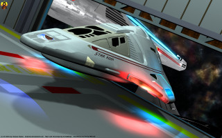 Futuristic train speeding space station - the front of it free wallpaper