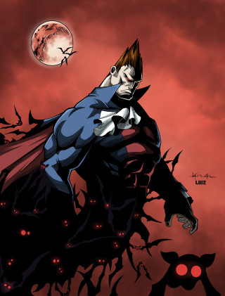 Man blue suit red cape 3 - a red sky free wallpaper for mobile