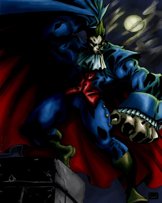 Cartoon man red cape demon - rob rey and kentaro miura style free wallpaper for mobile