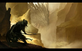 Dragon sword man suit sword - a painting of a dragon free wallpaper