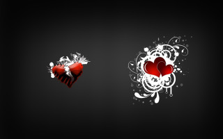 Two hearts floral black background - floral free wallpaper