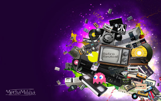 Old electronics tv purple space - retro free wallpaper for desktop