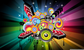Colorful background speakers stars music - funk art free wallpaper for desktop