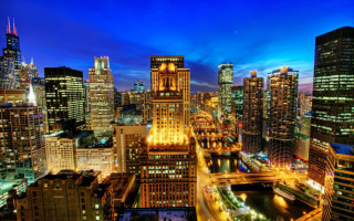 City skyline night bridge river 11 - a bridge crossing over free wallpaper