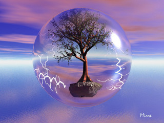 Tree bubble lightning rock foreground - magical free wallpaper