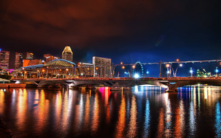 Bridge river city night lights 25 - adrian zingg free wallpaper