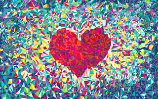Heart colorful triangles shapes surrounding - a pop art painting free wallpaper